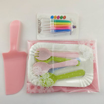 Cutlery Birthday Cutlery Fork Spoon Suit Plastic Disposable Cake Knife Fork Tray Baking Suit Knife Fork 50 set