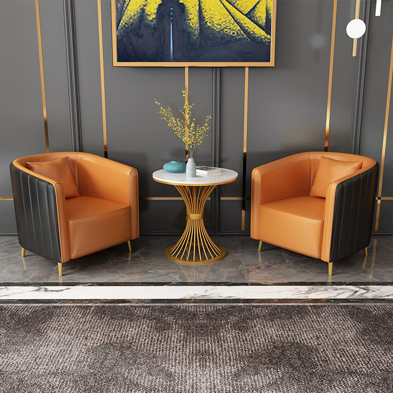 Milk Tea Shop to negotiate tables and chairs combination of a minimal modern seating area reception guests front desk sofa sample house display center office