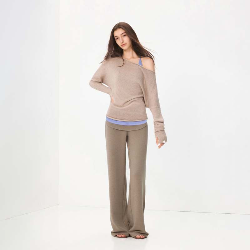 Ra Everyday "Salon Sweater" Wool Blend Off-Shoulder Knit Top