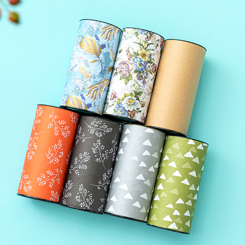 Universal Tea Leaf Jars Paper Jar Tea Packing Gift Box Empty Box Red Green Flower Tea Paper Silo Size multicolored optional ordering