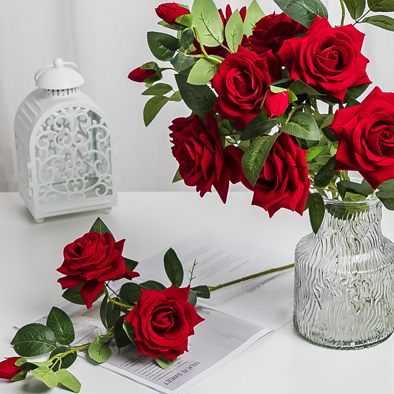 Emulation Rose Living Room New 2021 Decorative Swing Accessories Home Fake Bouquet High-end Wedding Bionic Flower One