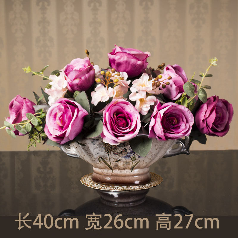 High-end flower art European-style decoration living room decoration table simulation flower beauty salon tabletop fake flower large flower pot