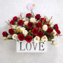 Wall fake flower wall hanging decoration home wall hanging simulation plastic flower basket with indoor living room wall flower