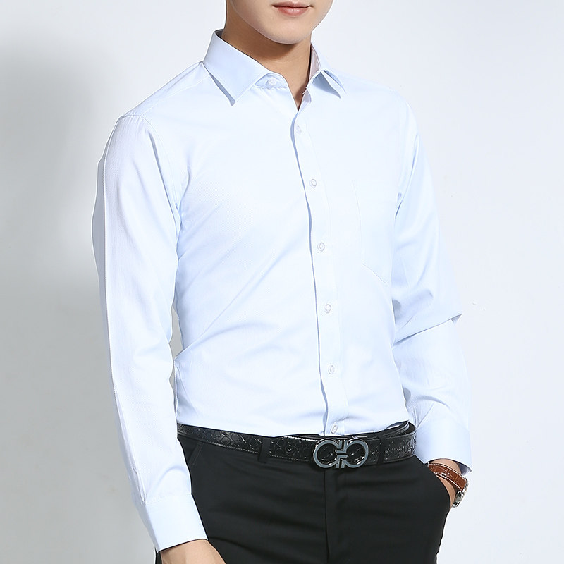 Men's long sleeve shirt sashimi Korean version Business casual career positive dress white shirt pure color inch shirt spring men's clothing