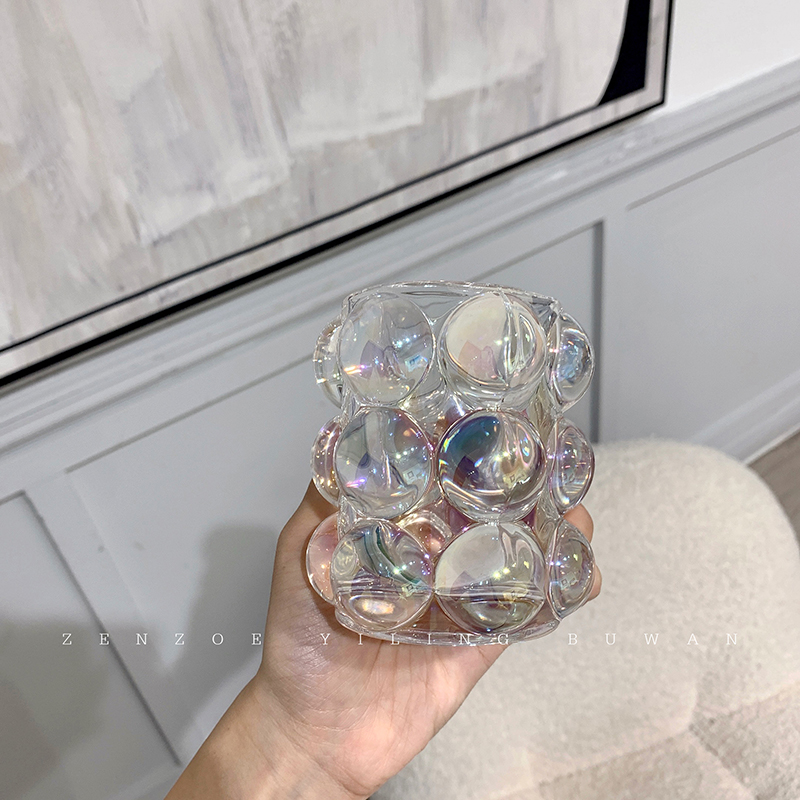 ZENZOE Korea high face value ins round ball glass pen holder home small crowddecorated make-up brush barrel containing swing piece