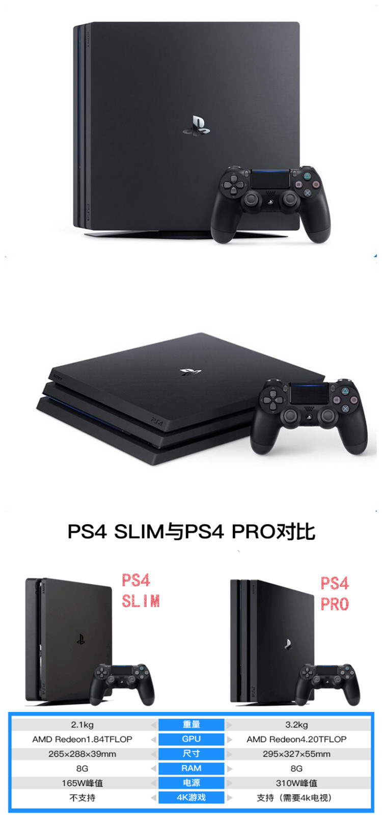 PS4 lưu trữ máy chơi game PS4 gia đình mới Guoxing Hồng Kông phiên bản slim500G / 1TB / PRO tay cầm chơi game liên quân