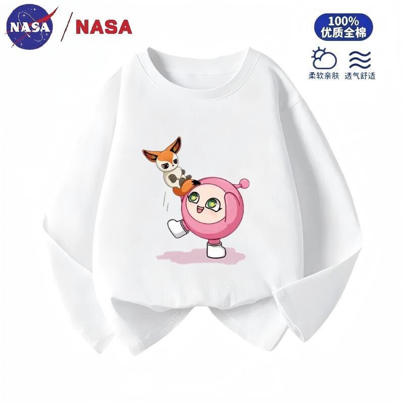 Nasa Egg Party Children's Long-Sleeve T-Shirt, Thin Pure Cotton, New Spring and Autumn Style, Trendy Versatile Top for Boys and Girls, Ins Nasa Egg Party Children's Long-Sleeve T-Shirt, Thin Pure Cotton, New Spring and Autumn Style, Trendy Versatile Top for Boys and Girls, Ins
