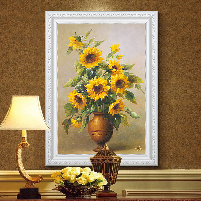 Sunflower bedroom porch wall decoration painting dining room dining room mural Van Gogh oil painting European-style hanging painting modern Jane Europe