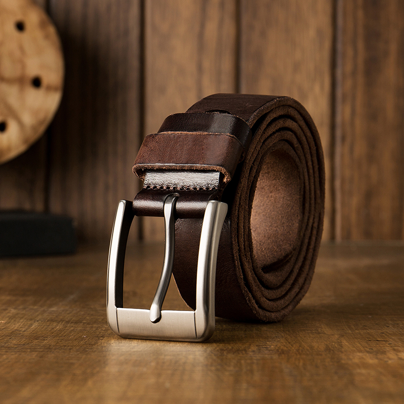 Handmade Original Dermis Mad Mapleather Men Leather Strap Head Layer Bull Leather Needle Buckle Minima Casual Belt Retro Pants Strap