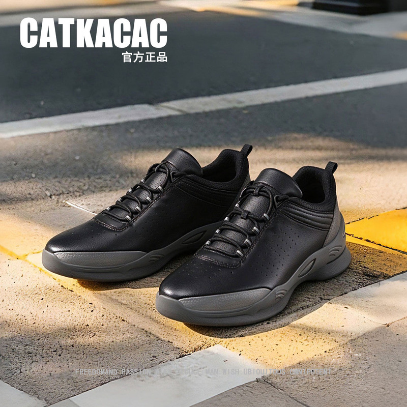 American Catkacac Men's Shoes 26 Autumn Outdoor Business Casual Shoes Dad's Running Genuine Leather Walking Sports Leather Shoes