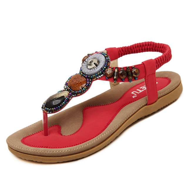 ສະດວກສະບາຍ tendon soft sole ເກີບແຕະ bohemian ເກີບສໍາລັບແມ່ຍິງ summer flat thong beach shoes women's flat heel large size sandals