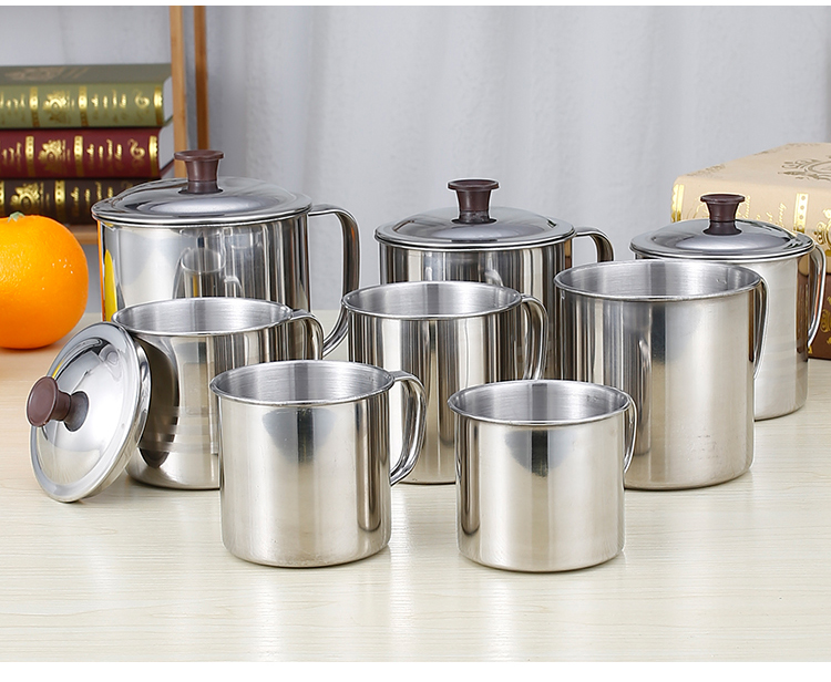 Thép không gỉ miệng cốc dày mẫu giáo cốc học sinh uống cốc cốc trà xi lanh thép không gỉ với nắp chữ miễn phí bình thủy giữ nhiệt