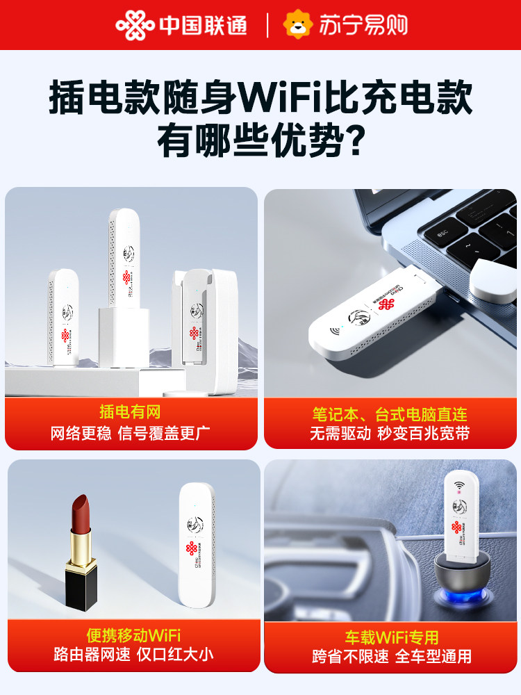 Unicom Portable Wifi Wireless Network Portable Wifi 2026 New Model Mobile Unlimited Data Nationwide Universal Internet Card Plug-In Portable High-Speed Car-Mounted Zte Microchip Flagship 3664
