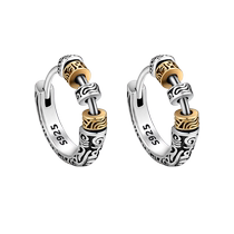 Chinese gold and precious silver earrings mens raw earrings decorated with sterling silver high-end Chinese Valentines Day gift for boyfriend 1693