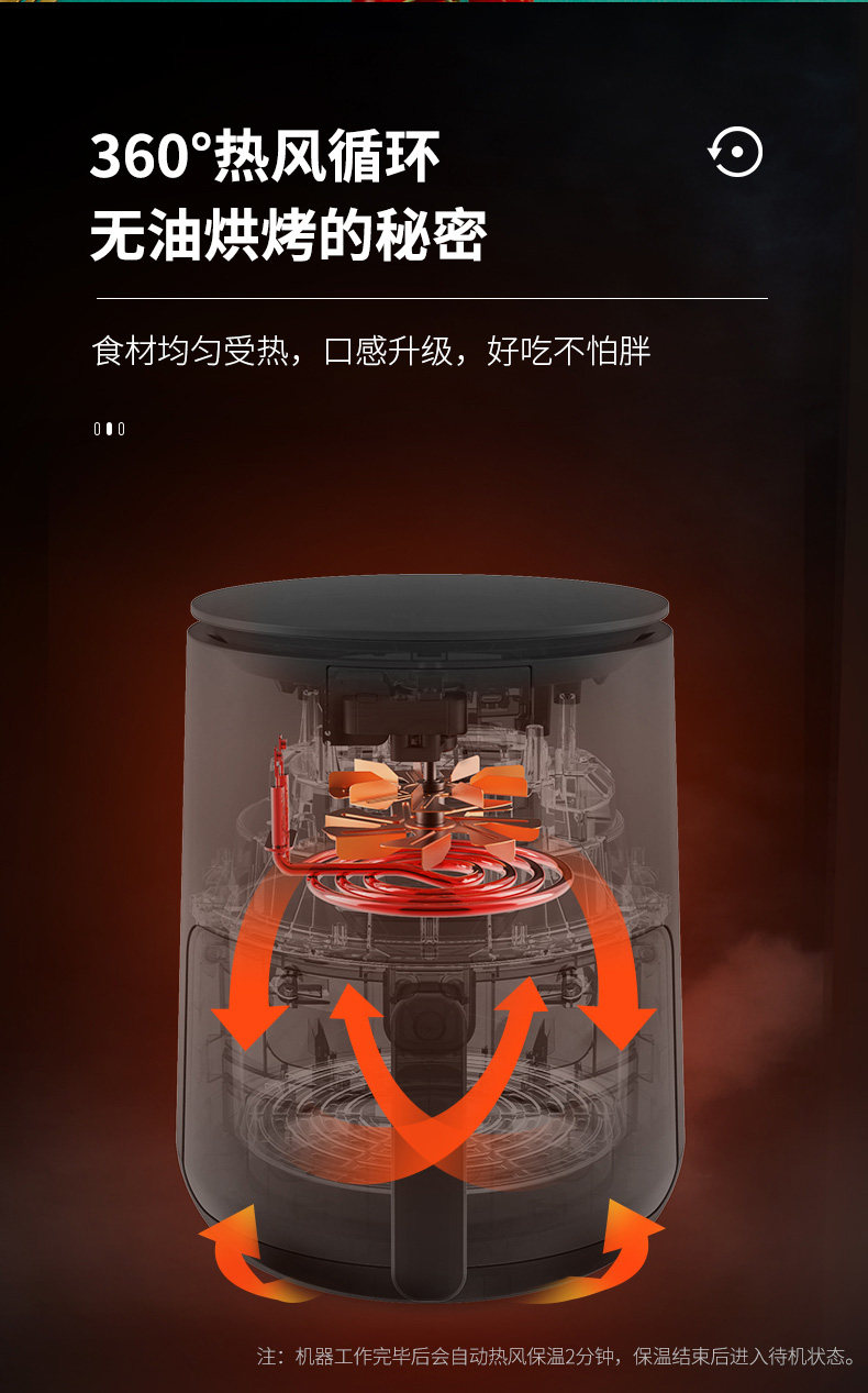 九阳 全息触控款 多功能空气炸锅 4.5L 图8