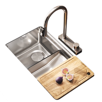 Higold thickened kitchen sink stepped 304 stainless steel dishwashing sink under the counter handmade large single-slot dishwashing basin 327