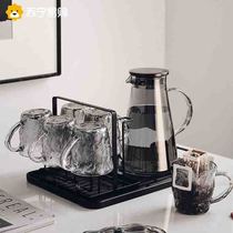 High-looking glacier pattern glass set for home living room entertaining tea cup water cup with handle drinking cup 947g