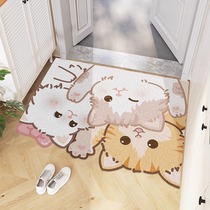Cute cat entrance door floor mat wire loop floor mat cuttable entrance carpet entrance door step mat 2592