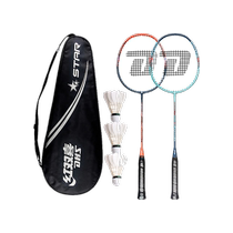 Double Happiness badminton racket flagship store double racket set for adults and children durable carbon fiber ultra-light 1274