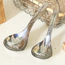 304 stainless steel soup spoon public soup spoon deepened Korean ramen spoon household short handle large head spoon 2018