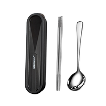 304 Stainless Steel Chopsticks Spoon Set Home Travel Portable Single Three-piece Cutlery Box High-Looking 2018