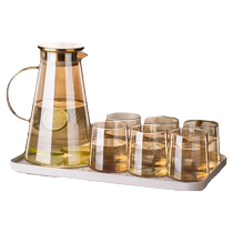 Suning glass cold kettle for home living room hospitality light luxury heat-resistant cold kettle drinking water cup set 2112