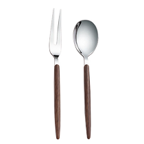 Stirring spoon imitation wood grain handle spoon rice spoon 304 stainless steel high-looking long-handled fruit fork Huanghe 1117