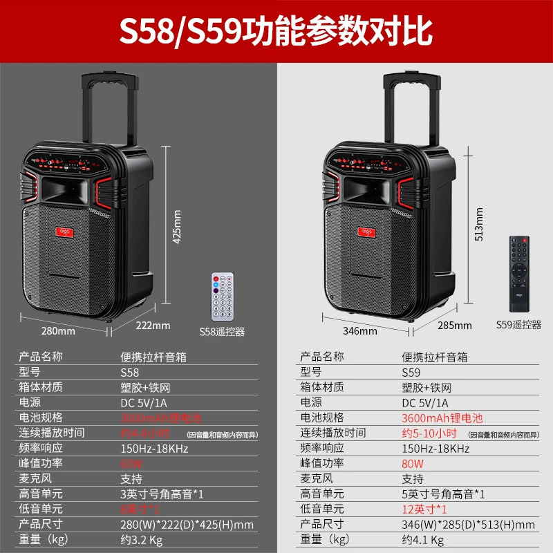 Wireless speakers, travel suitcase, microphone, bluetooth