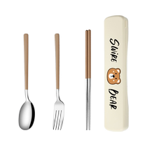 Portable chopsticks and spoon set for primary school students single-use takeaway cutlery box three-piece storage box for one person 1632
