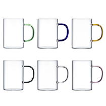High temperature resistant glass cup set for home living room hospitality tea cup water cup with handle drinking cup holder 489
