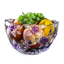 1399 Eurostyle Big Rose Crystal Glass Fruit Pan Fruit Pan Creative Fashion Combined Tea Table Fruit Pan Dried Fruit Pan