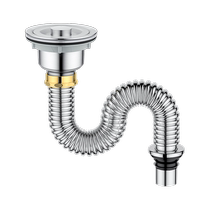 Kitchen sink drain pipe accessories 304 stainless steel sink sink drain deodorant drain pipe 1384