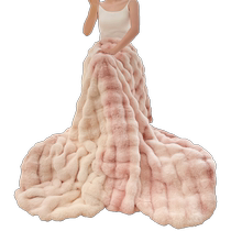 MUJI fur rabbit plush blanket autumn and winter blanket office single nap blanket sofa cover 1258