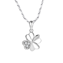 Chinese gold and precious silver (999 pure silver) four-leaf clover necklace TXT 1693