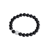Obsidian bracelet for men boys and girls transfer beads pure silver beaded bracelet birthday gift for girlfriend 2521