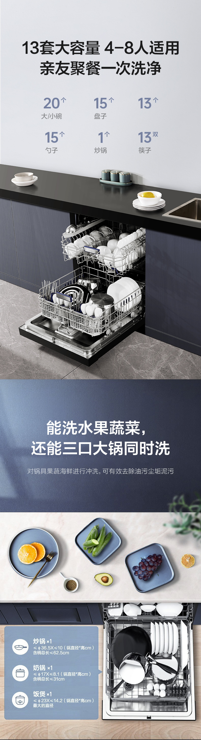20年旗舰 美的 RX600 全自动家用双驱变频洗碗机 13套 洗烘消毒一体 图4