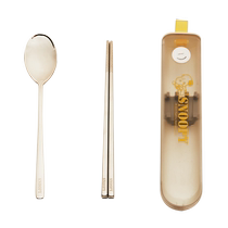 Snoopy stainless steel spoon fork alloy chopstick set children primary school students travel portable cutlery box 3178