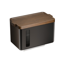 Walnut bathroom toilet paper box toilet tissue box toilet paper roll paper holder without punching wall-mounted high-end storage