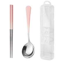 Gradient tableware set portable office worker chopsticks spoon children students bring their own tableware storage box to school 1925