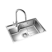 Oulin sink small single tank 62452 small kitchen above and below the counter brushed wash basin stainless steel one-piece stretch 1912