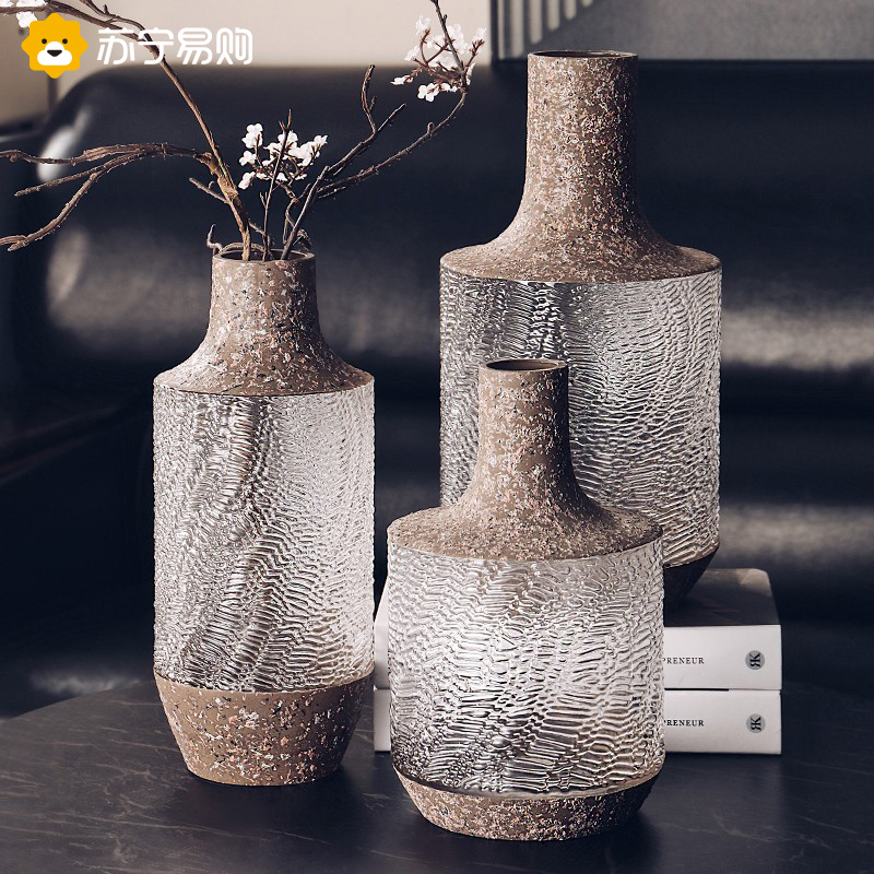 New Chinese Vase Glass Flowers Flower Flower Flower Arrangement Retro Ins Wind Advanced Art Sensation Table Folk Juku 947g-Taobao