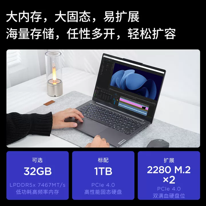 Ноутбук Lenovo с легким и тонким дизайном, Pro14, 16 дюймов, для студентов