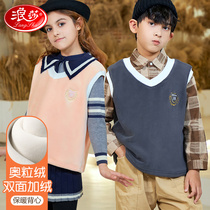 Langsha Childrens Vest Autumn and Winter Vest Plus Velvet Thickened Outerwear Boys and Girls Bottoming Baby Warm Waistcoat 419