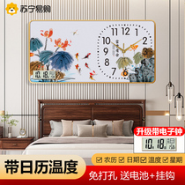 Suning.com light luxury decorative painting wall clock home perpetual calendar clock wall hanging Nordic fashion wall clock 2129