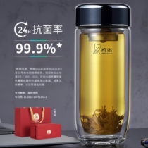 Xino double-layer antibacterial glass insulated mens and womens high-end car water cup portable filter tea cup 3194