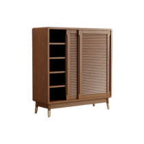 Sliding door shoe cabinet solid wood shoe cabinet home entrance small apartment indoor large capacity 2024 new shoe changing stool 1910