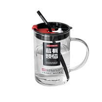 Large-capacity glass cup for women with good looks household drinking water and tea cup with handle high-temperature resistant straw cup 2288