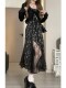 French-Style Tea Break New High-End Black Floral Spaghetti Strap Dress Slimming Petite Long Dress for Women Summer