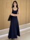 2025 new spring and autumn French style high-end temperament vest long skirt waist slimming sleeveless suspender dress for women