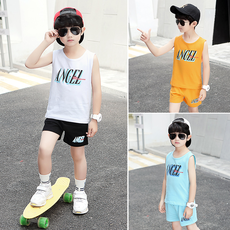 Children's clothing Boys vest suit Summer large children's clothes Baby sports Children's sleeveless shorts two-piece set handsome